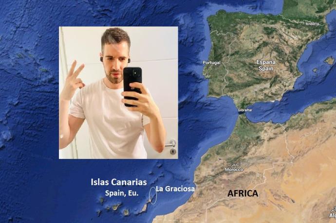 El 'youtuber' argentino Martín Cirio y un mapa en el que aparece Canarias.