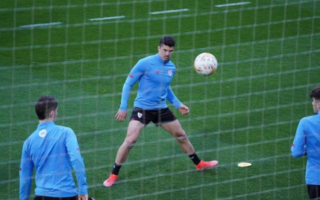 Ander Capa, durante la sesión de esta tarde en Lezama