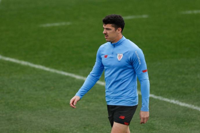 Ander Capa, durante un entrenamiento en Lezama.