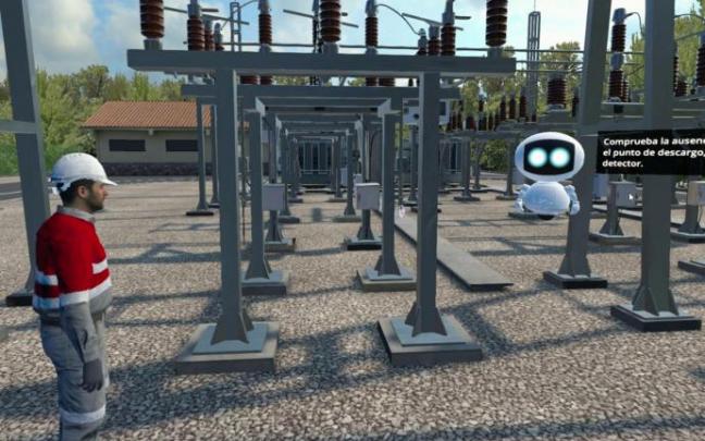 Imagen de un simulador de realidad virtual de Virtualware para el entrenamiento de maniobras en subestaciones eléctricas. Imagen de un simulador de realidad virtual de Virtualware para el entrenamiento de maniobras en subestaciones eléctricas.