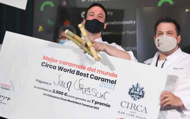 El 'cane sugar candy' con el que Julen se ha adjudicado el primer premio. El 'cane sugar candy' con el que Julen se ha adjudicado el primer premio.