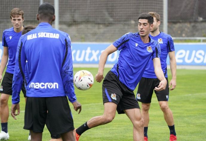 Carlos Fernández, en un entrenamiento en Zubieta.