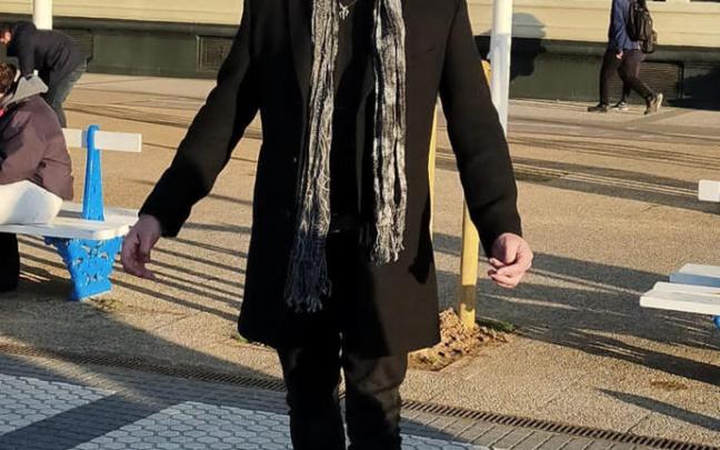 Carmelo Ruiz, el pasado domingo cantando en el paseo de la Concha de Donosti.