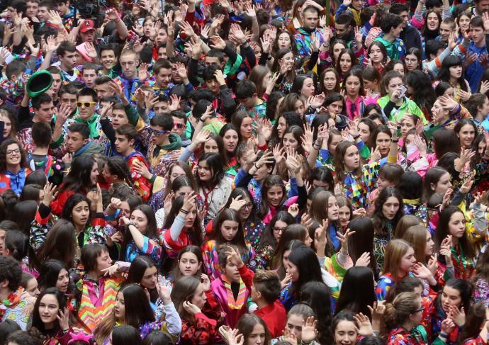 Txupinazo en los carnavales de Tolosa de 2019.
