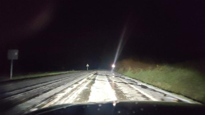 Granizada en una de las carreteras de Tierra Estella sobre las 23 horas del viernes