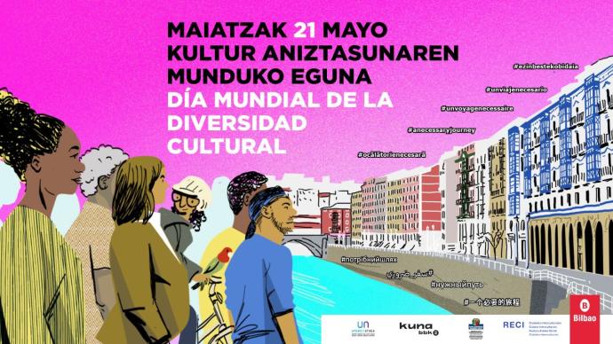 Cartel con motivo del Día de la Diversidad Cultural en Bilbao.