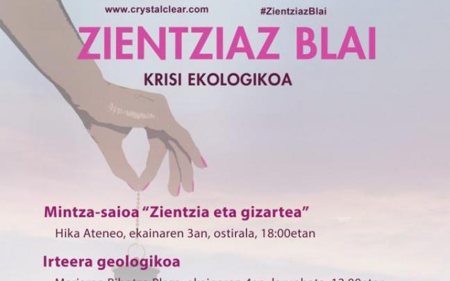 Cartel de Zientziaz Blai en Bilbao.
