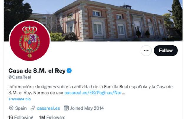 La cuenta de Twitter de la Casa Real.