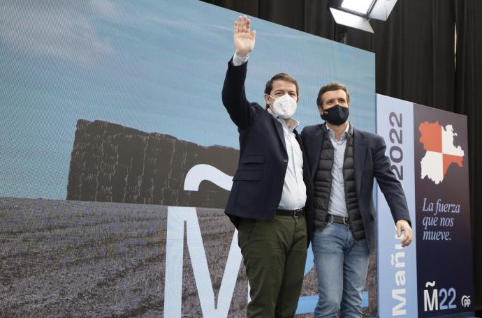 Pablo Casado y Alfonso Fernández Mañueco en un acto de la campaña electoral