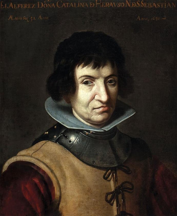 Retrato de Catalina de Erauso/Antonio Guzmán, obra de Juan van der Hammen y León