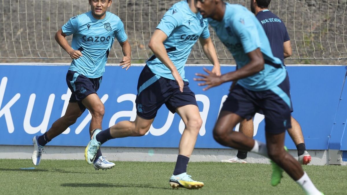 Isak y Kubo, en un reciente entrenamiento en Zubieta.