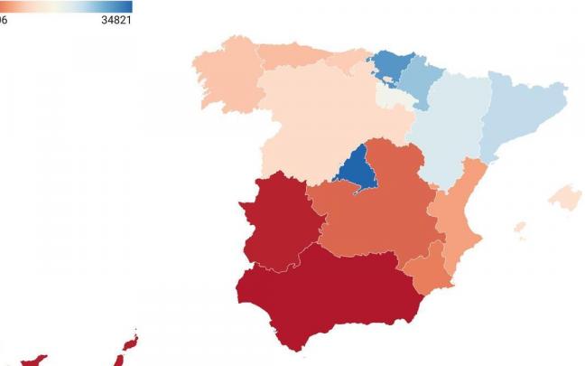 Madrid y el nordeste, los más ricos