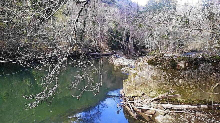 Presa del río Ega, al lado del molino Nuevo de Gastiáin, que se quiere derribar.