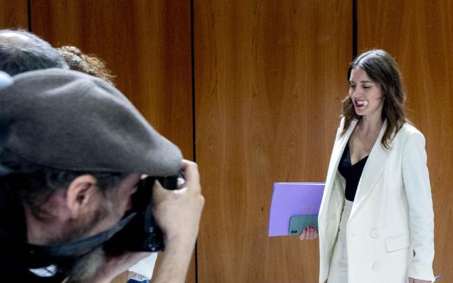 Irene Montero durante la presentación de la Estrategia Estatal para combatir las Violencias Machistas 2022-2025.