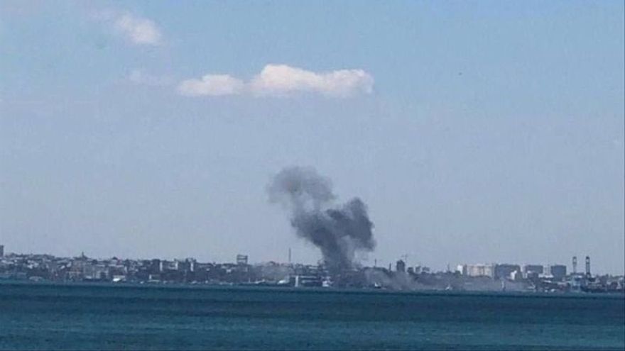 Imagen del ataque ruso al puerto de Odesa.