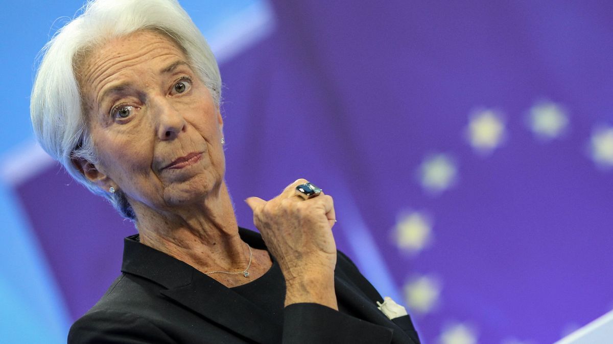 La presidenta del BCE, Christine Lagarde, durante la comparecencia en la sede del organismo en Frankfurt en la que anunció los nuevos tipos de interés del euro.