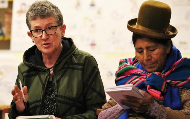 Gotzone Sestorain durante un encuentro de mujeres campesinas.