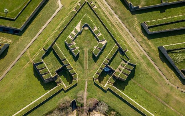 Vista a&eacute;rea de las murallas de Pamplona.