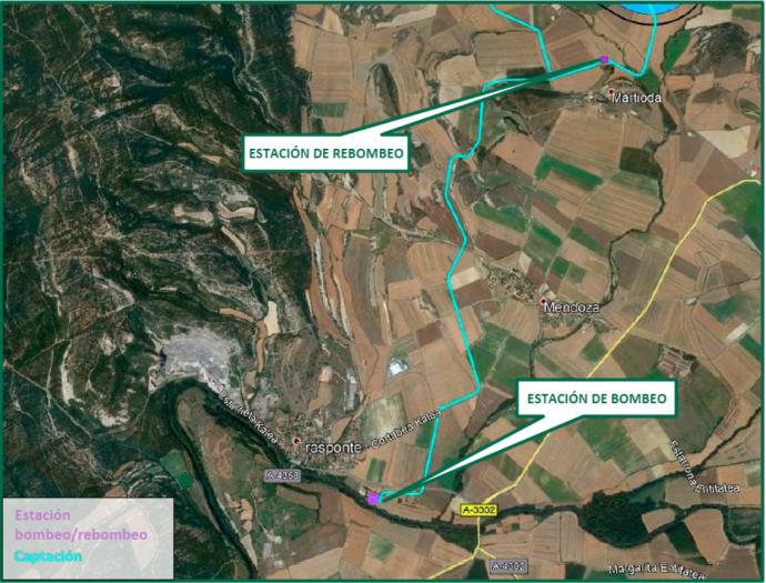 Ubicación de las estaciones de bombeo y rebombeo