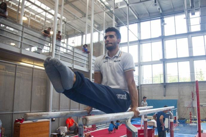 Un entrenamiento con espectadores en el centro cívico de Ariznabarra.