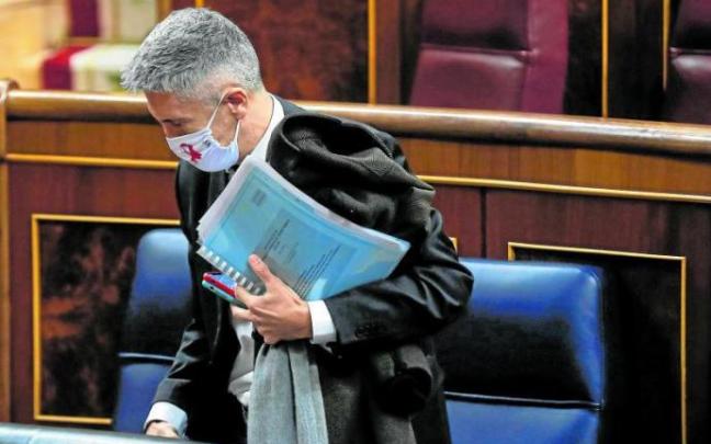 El ministro del Interior, Fernando Grande-Marlaska, durante un Pleno del Congreso. Foto: Efe El ministro del Interior, Fernando Grande-Marlaska, durante un Pleno del Congreso. Foto: Efe