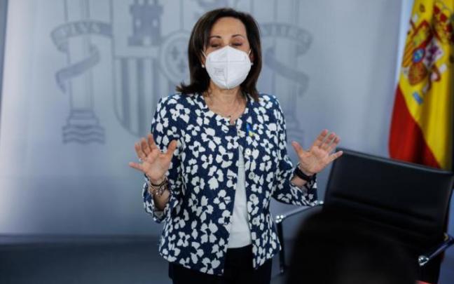 La ministra de Defensa, Margarita Robles, compareció ayer tras la reunión del Consejo de Ministros. Foto: Europa Press