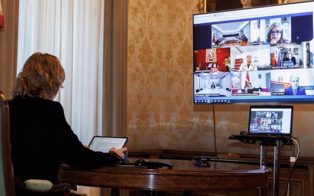 La consejera Ana Ollo, en la videoconferencia de la&nbsp;Fundaci&oacute;n Centro para la Memoria de las V&iacute;ctimas del Terrorismo.&nbsp;