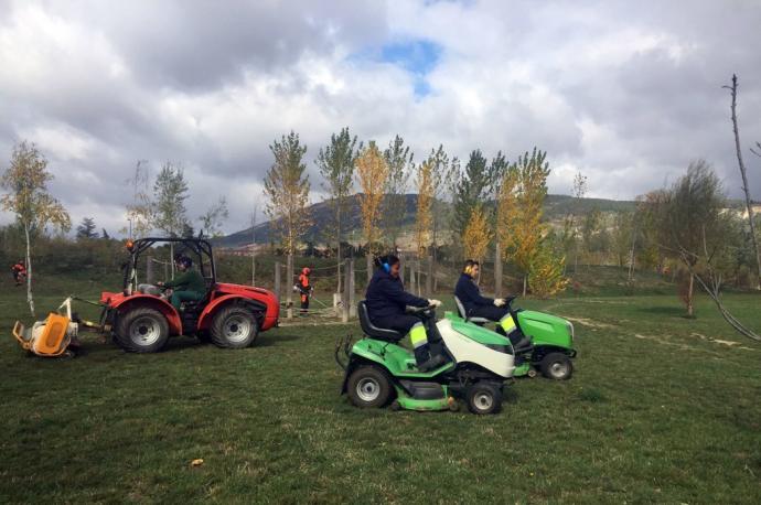 Trabajos de mantenimiento del parque de Aranzadi