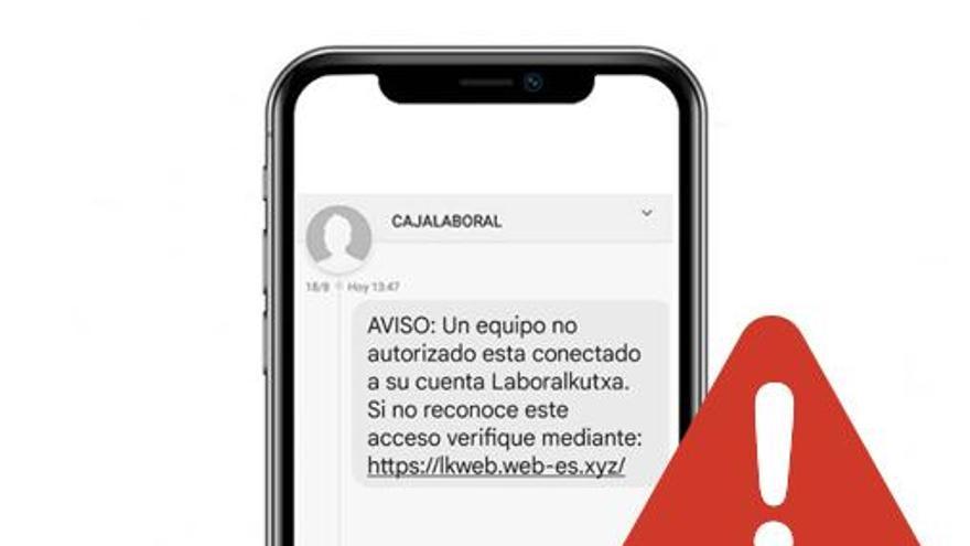 Aviso de una entidad bancaria alertando del phising