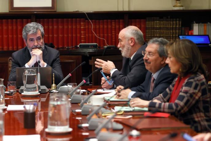 El presidente del Consejo General del Poder Judicial (CGPJ), Carlos Lesmes durante un pleno.