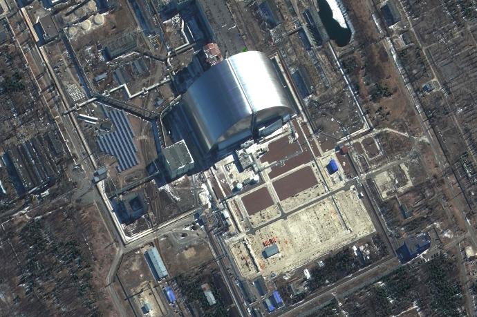 Imagen aérea de la central nuclear de Chernóbil.