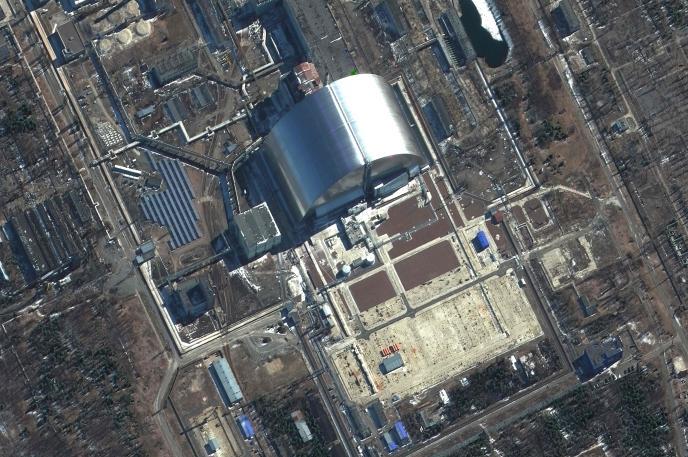 Imagen aérea de la central nuclear de Chernóbil.