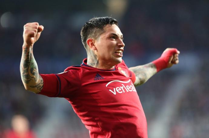 El Chimy Ávila, celebrando su último gol con Osasuna.