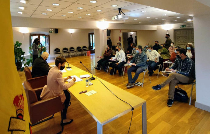 José Mª Aierdi y María Chivite, en la reunión de este lunes con los municipios de Baztan, Bortziriak y Malerreka.