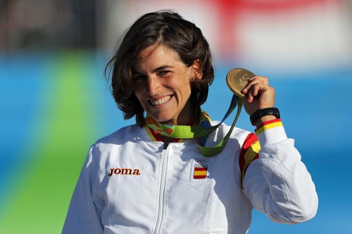 Chourraut, tras ganar el oro en la prueba de K1 de piragüismo slalom en aguas bravas en los Juegos Olímpicos de Río 2016.