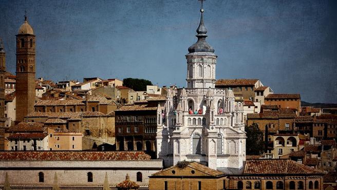 Vista exterior del cimborrio de la catedral de Tarazona, ejemplo y joya de la arquitectura mudéjar de Aragón.