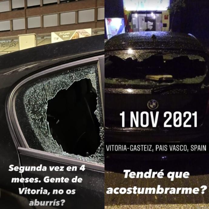 Imágenes del coche con las ventanillas rotas