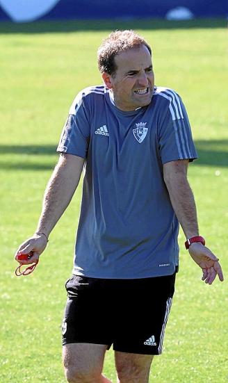 Jagoba Arrasate, en un entrenamiento en Tajonar.