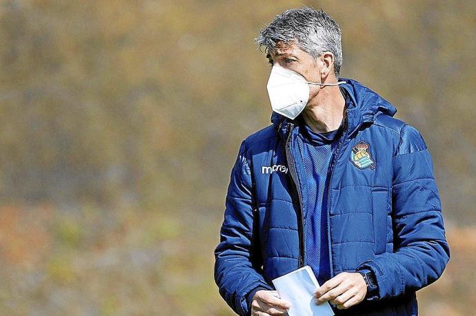 Imanol Alguacil, durante un entrenamiento en las instalaciones de Zubieta. Foto: Real Sociedad