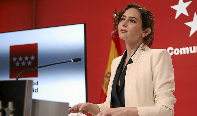 Isabel Díaz Ayuso, durante una de sus recientes comparecencias en la Real Casa de Correos. Foto: E. Press