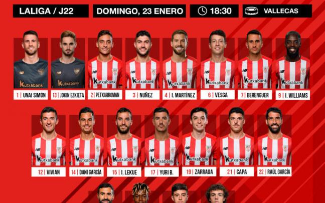 Marcelino ha citado a 19 futbolistas para enfrentarse al Rayo Vallecano. Marcelino ha citado a 19 futbolistas para enfrentarse al Rayo Vallecano.