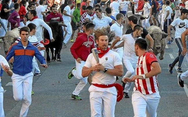 Encierro de Prieto de la Cal en Tafalla el 15 de agosto de 2018. Foto: D. Olóriz