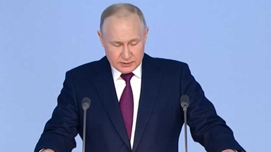 Vladimir Putin, durante su discurso ante las dos cámaras del Parlamento ruso.