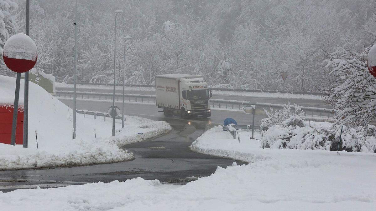 Una imagen de la nevada del pasado 18 de enero, a la altura de Pagozelai.