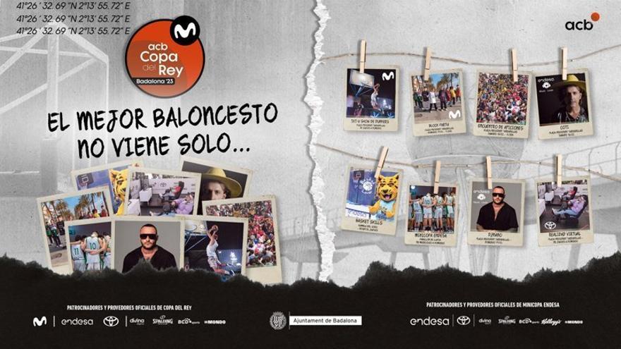 Cartel con alguno de los conciertos y espectáculos que va a haber en la Copa de Badalona 2023