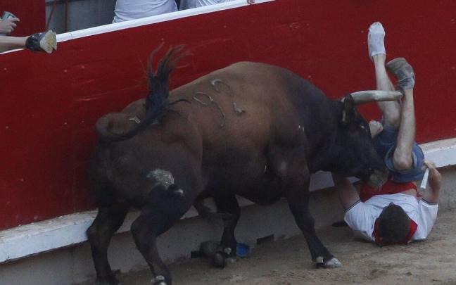 El toro embiste al joven donostiarra