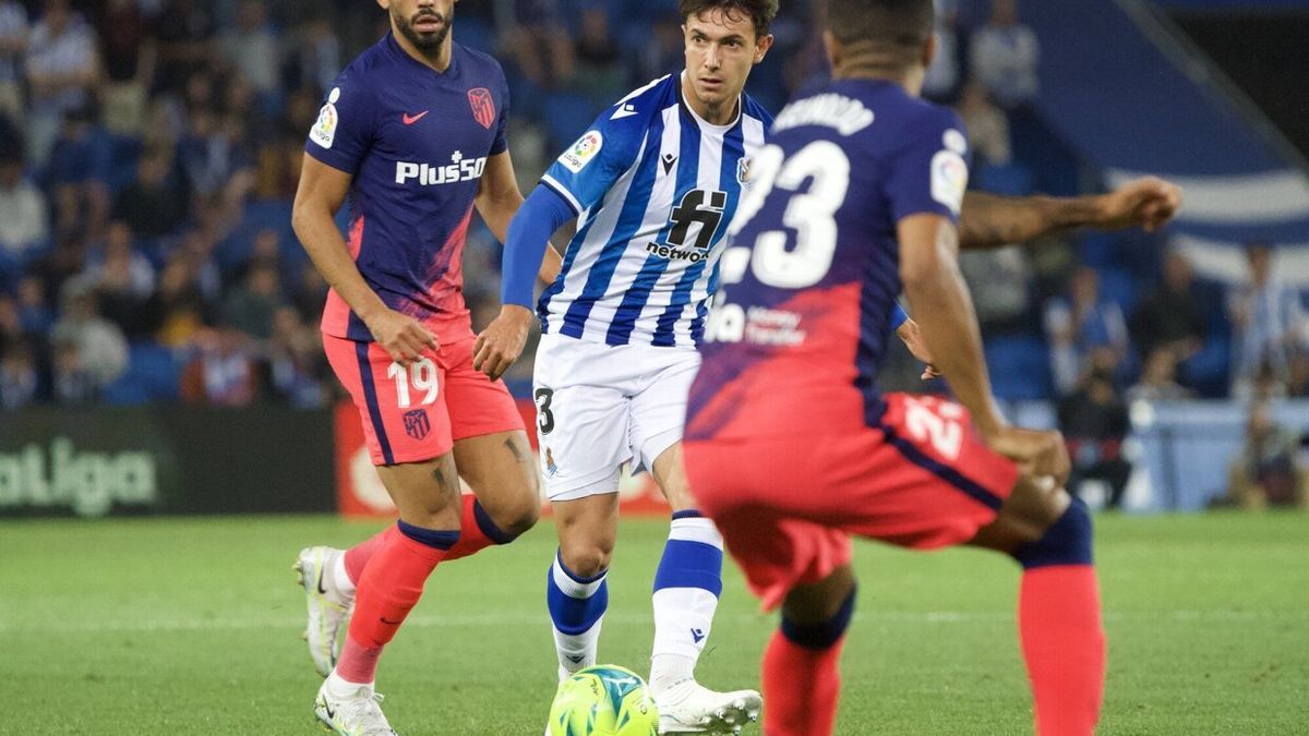 Zubimendi, durante el partido contra el Atlético de este pasado curso.