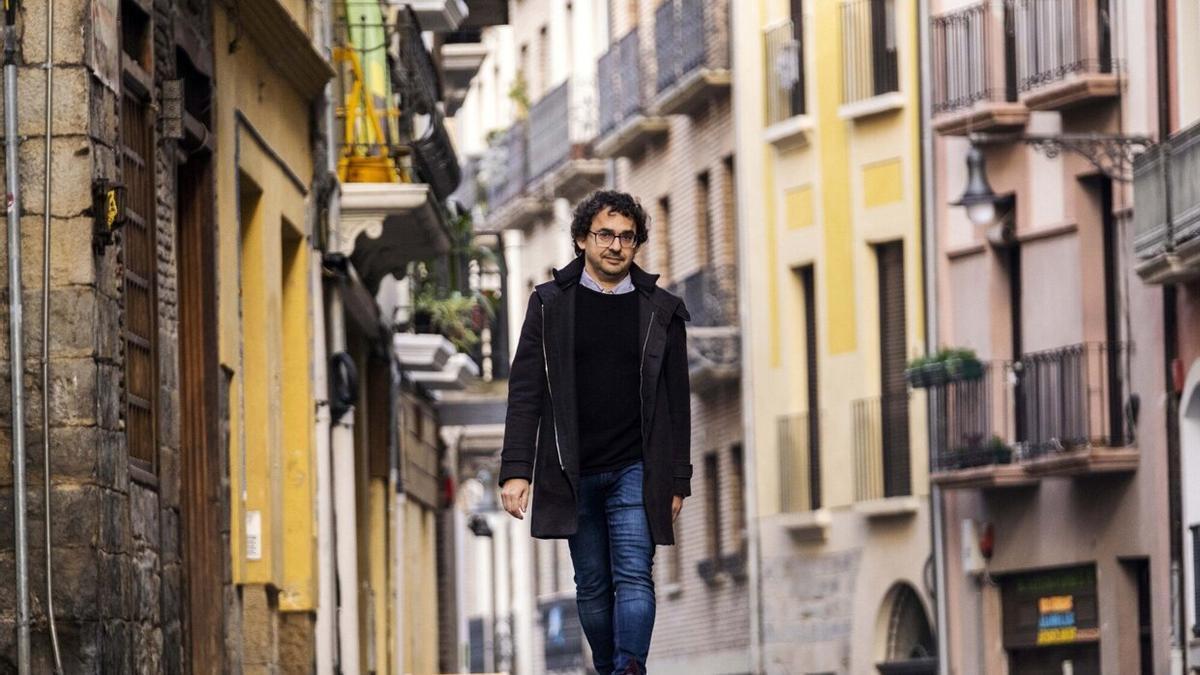 Txema Mauleón, en la calle del Carmen de Pamplona.