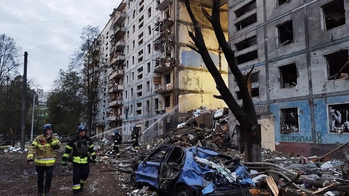 Ataque con misiles a la ciudad ucraniana de Zaporiyia.