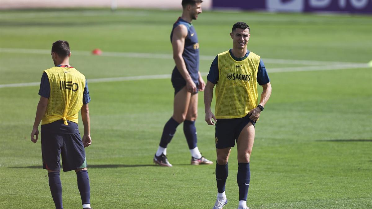 Ronaldo, en un entrenamiento con la selección.